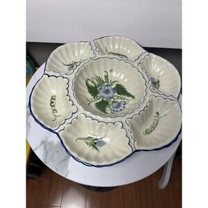 RCCL Porcelain Divided Serving Dish Hand Painted Made in Portugal  14"